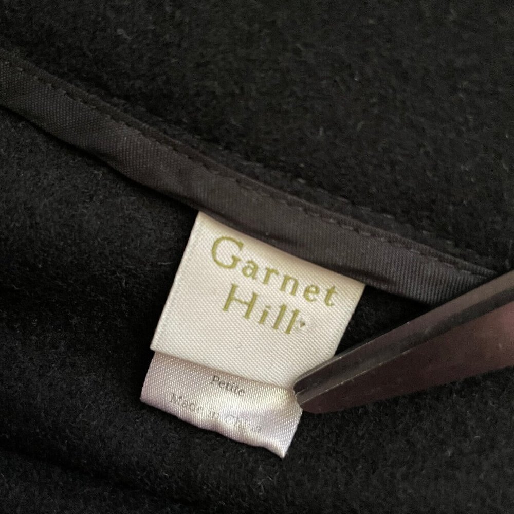 Garnet Hill Womens Wrap Skirt 6P 6 Petite Black Wool Cashmere Midi Minimalist - Picture 7 of 8